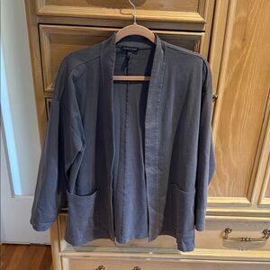 Eileen Fisher Men's Charcoal Open-Front Jacket